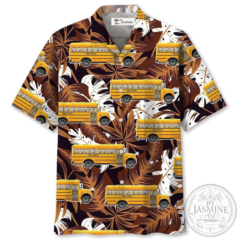 School Bus Unisex Hawaiian Shirt For Men and Women