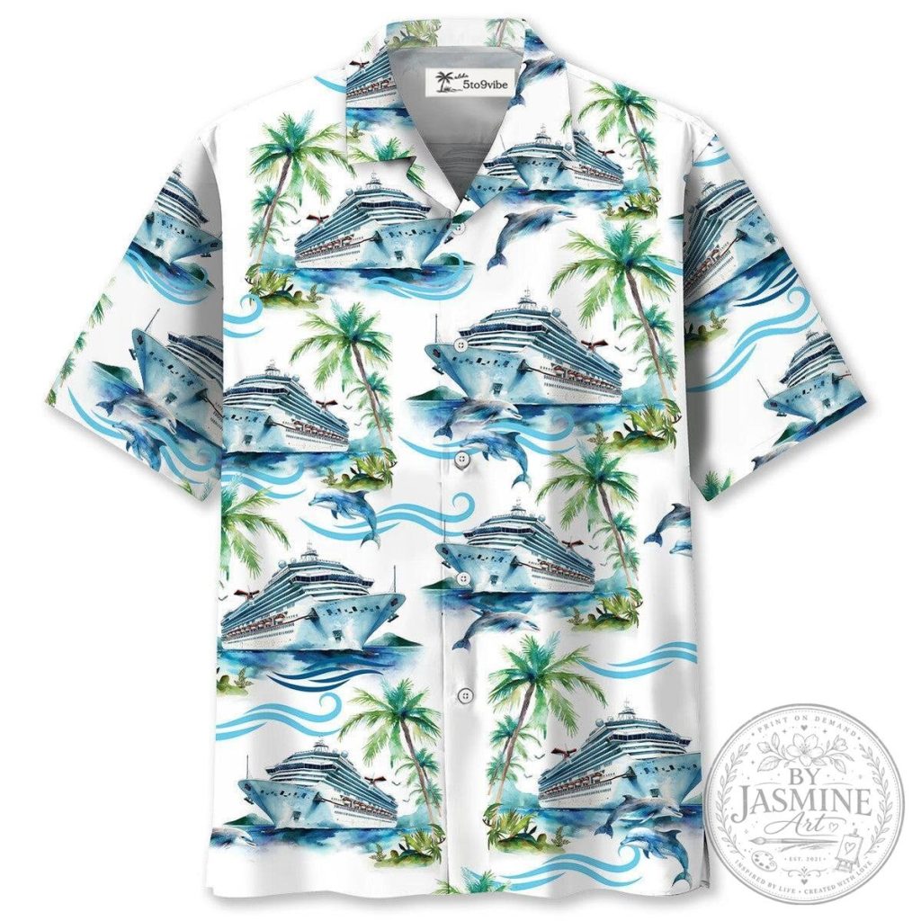 Dolphin Cruise Ship Vintage Unisex Hawaiian Shirt For Men and Women