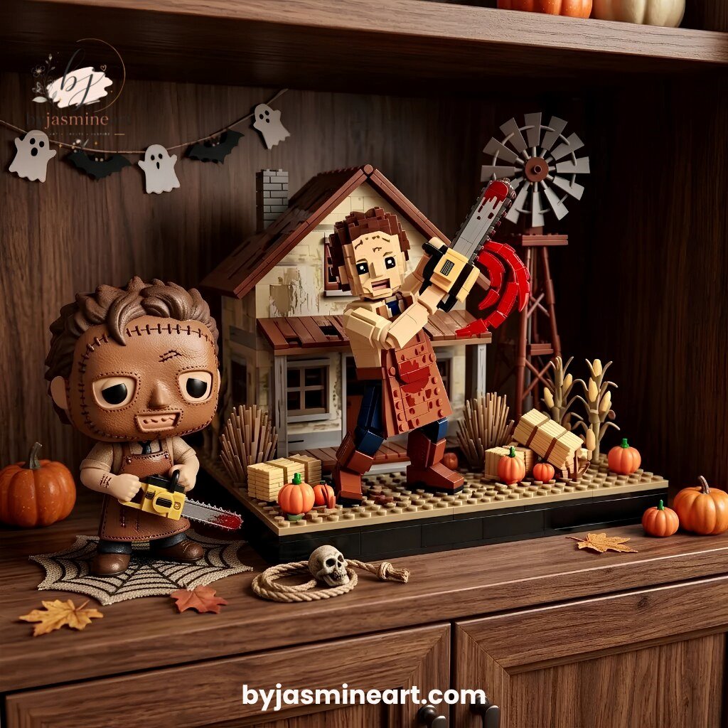 Blocky Creepy Tales Texas Chopper Building Block Set Leatherface Farmhouse