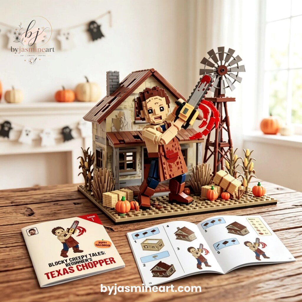 Blocky Creepy Tales Texas Chopper Building Block Set Leatherface Farmhouse