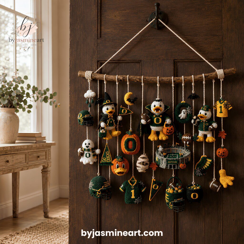 Oregon Ducks Halloween Mobile Handmade Crocheted Ornament Hanging Decoration