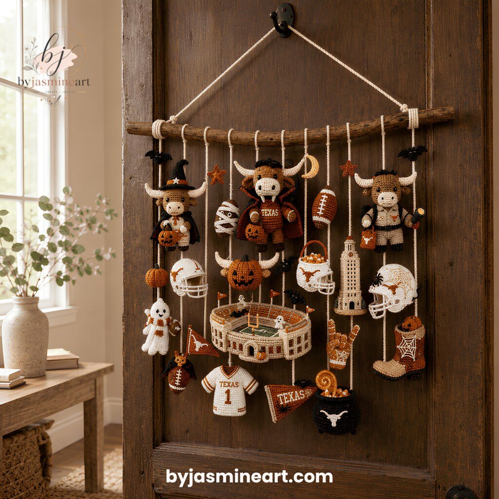 Texas Longhorns Halloween Mobile Handmade Crocheted Ornament Hanging Decoration