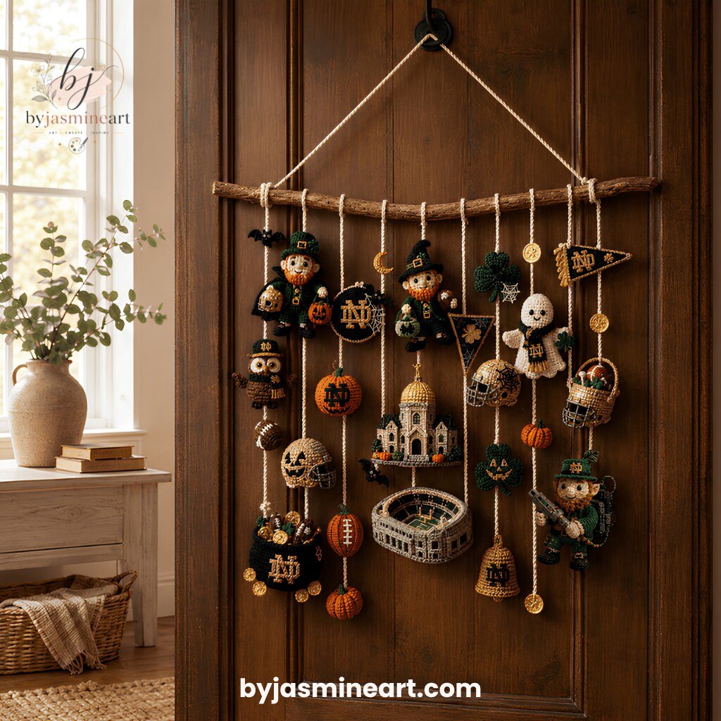 Notre Dame Fighting Irish Halloween Mobile Handmade Crocheted Ornament Hanging Decoration