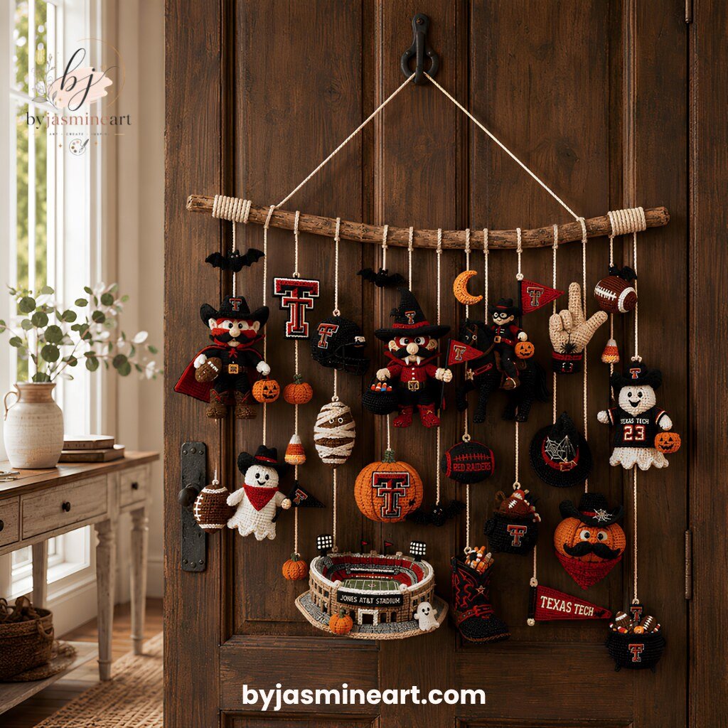 Texas Tech Red Raiders Halloween Mobile Handmade Crocheted Ornament Hanging Decoration