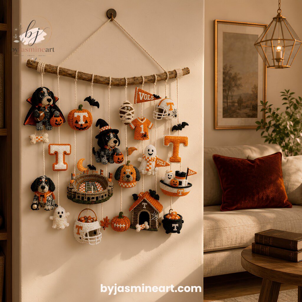 Tennessee Volunteers Halloween Mobile Handmade Crocheted Ornament Hanging Decoration