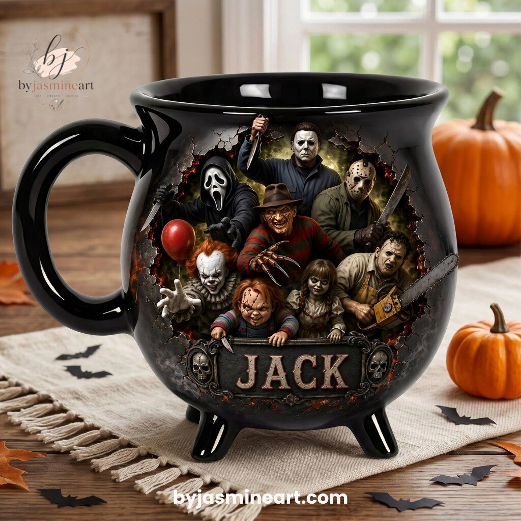 By Jasmine Art Jack Horror Character Ceramic Cauldron Mug