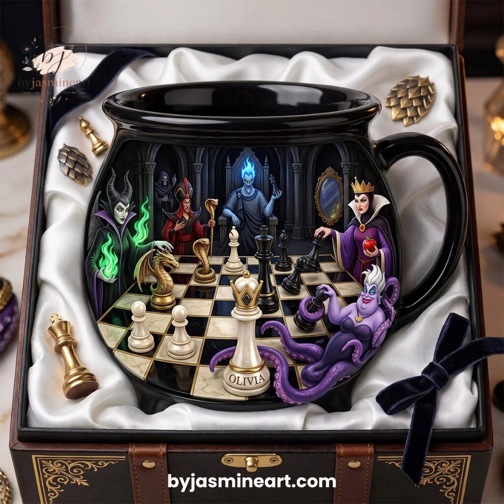 By Jasmine Art Olivia Evil Queens Chess Ceramic Cauldron Mug Gift Set