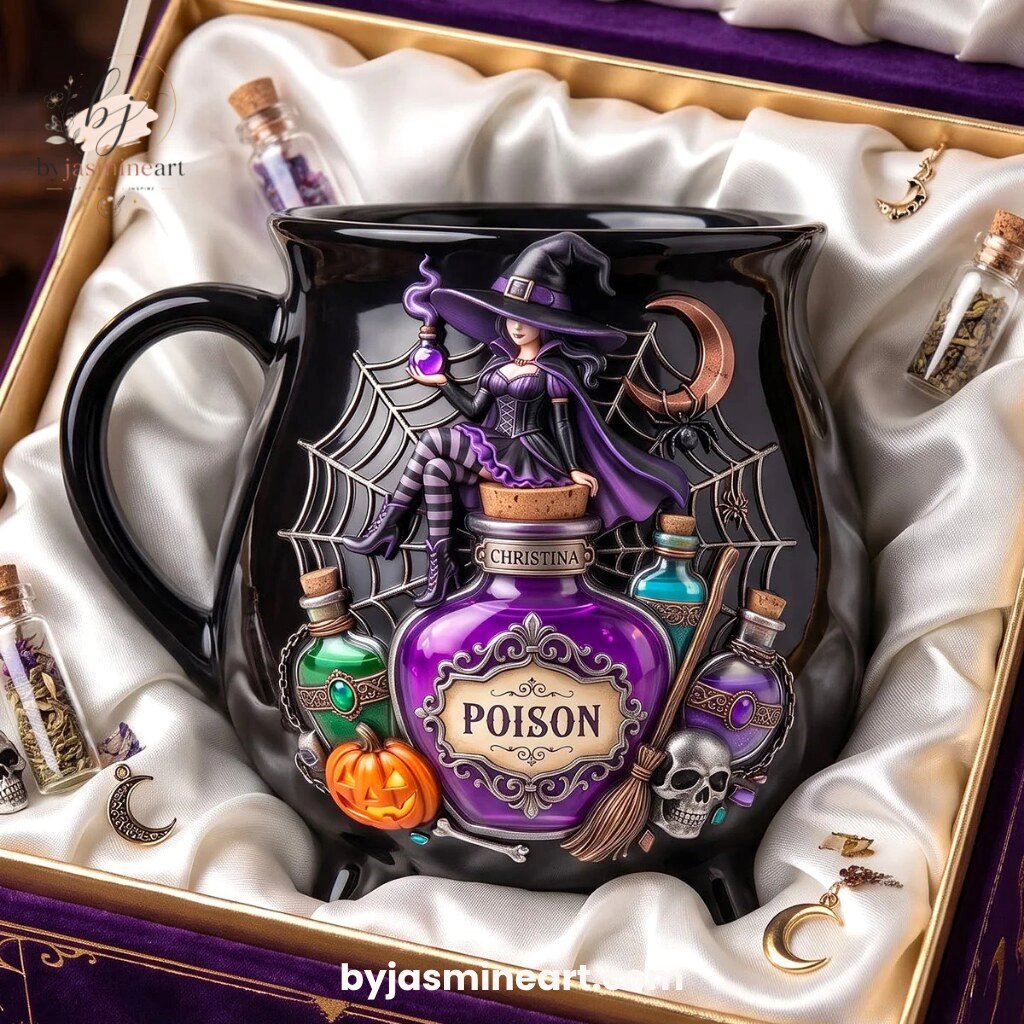 By Jasmine Art Christina Poison Witch Ceramic Cauldron Mug