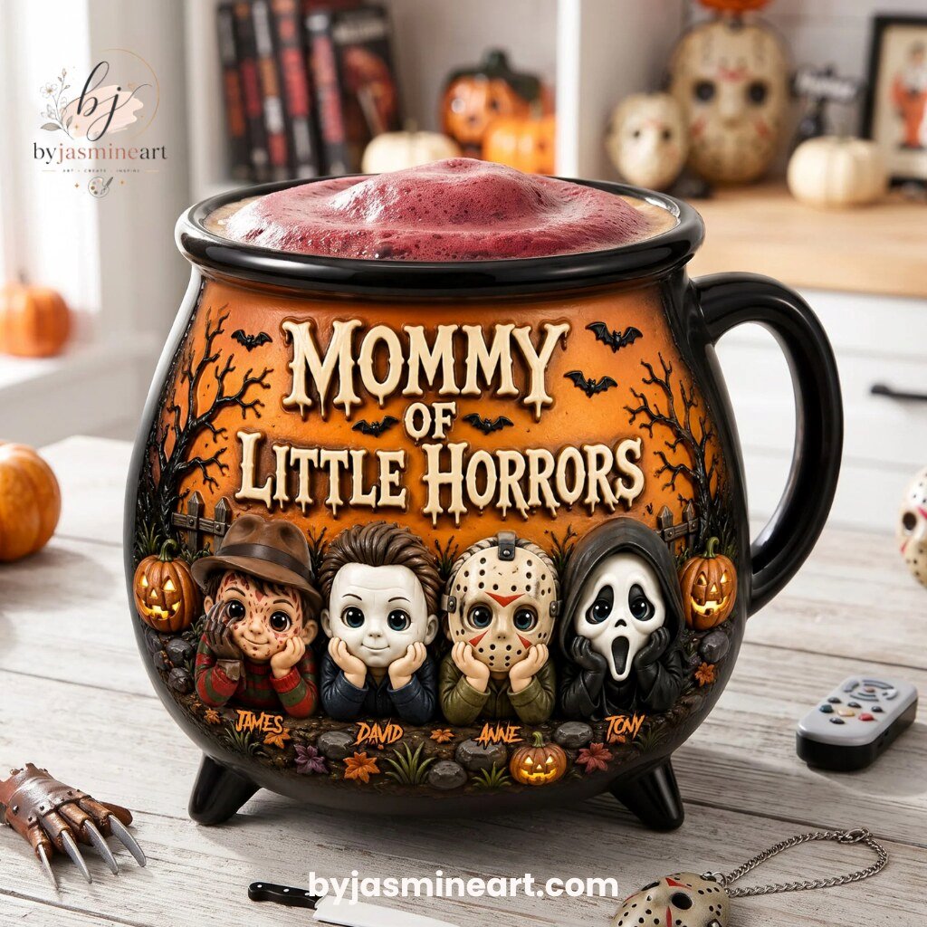 By Jasmine Art Mommy Of Little Horrors Ceramic Cauldron Mug