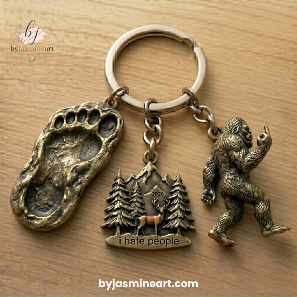 I Hate People Forest Bear Keychain Ornament Set 2026 Outdoor Humor Collectible