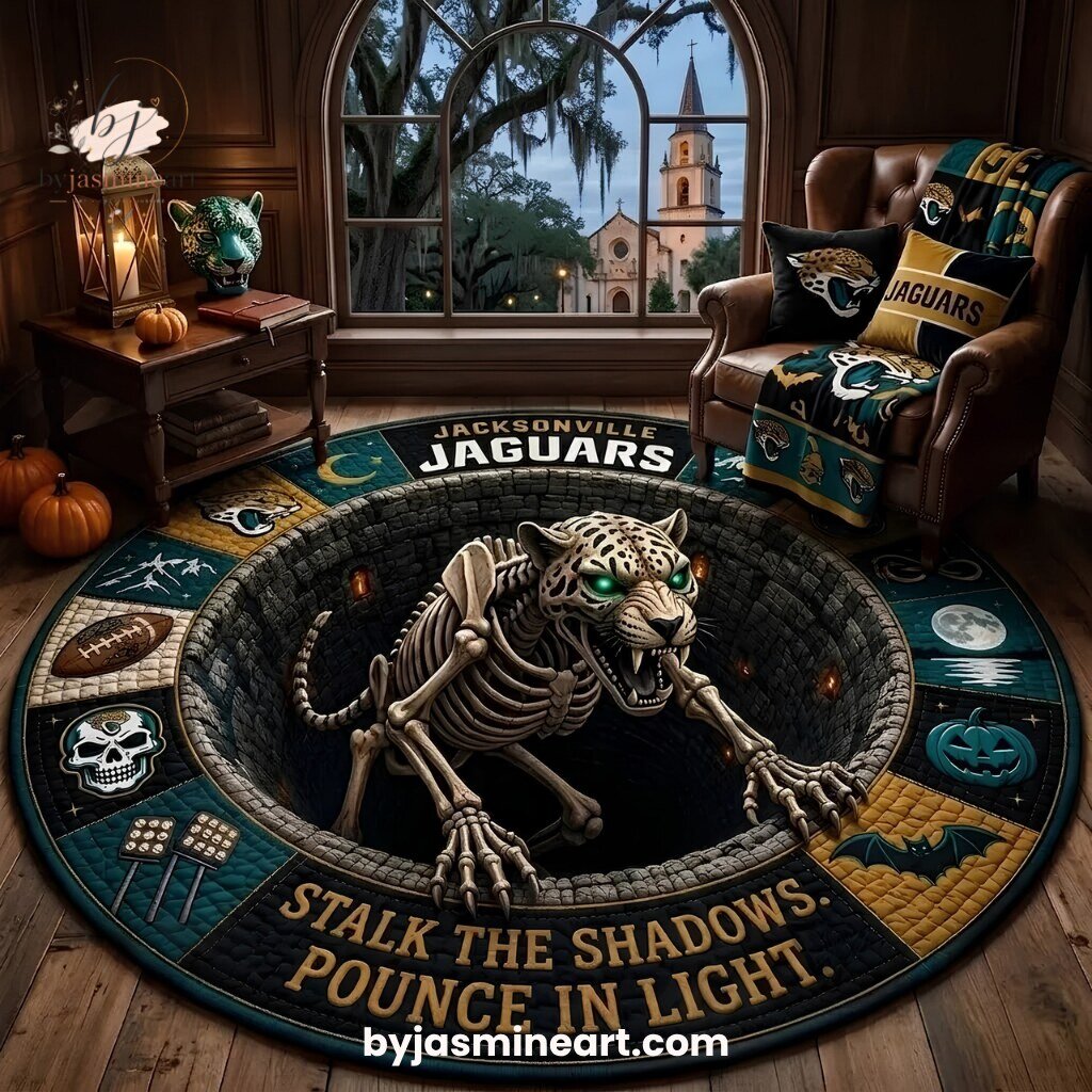 Jacksonville Jaguars Skeleton Jaguar Round Rug