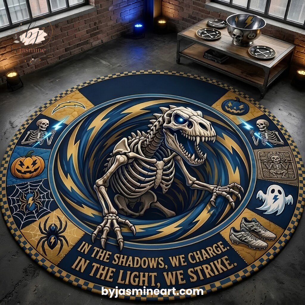 Los Angeles Chargers Skeleton Vortex Round Rug
