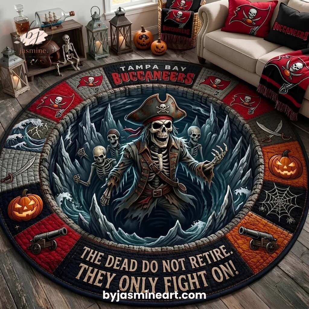 Tampa Bay Buccaneers Halloween Floor Rug The Dead Do Not Retire They Only Fight On