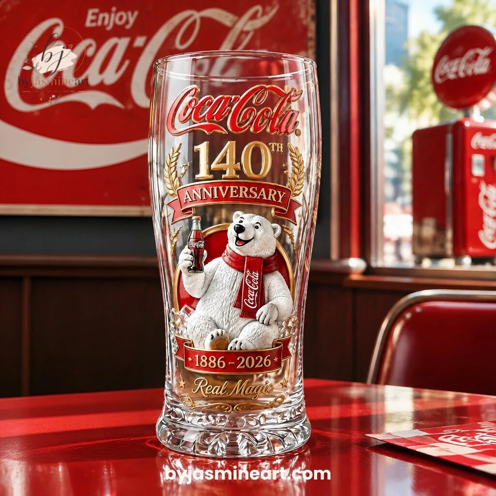 Coca-Cola 140th Anniversary 1886-2026 Polar Bear Collectible Glass Real Magic