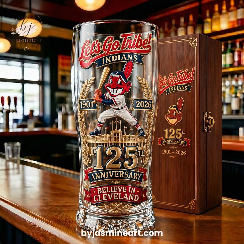 Cleveland Indians Let's Go Tribe 125th Anniversary 1901-2026 Collectible Glass Believe in Cleveland