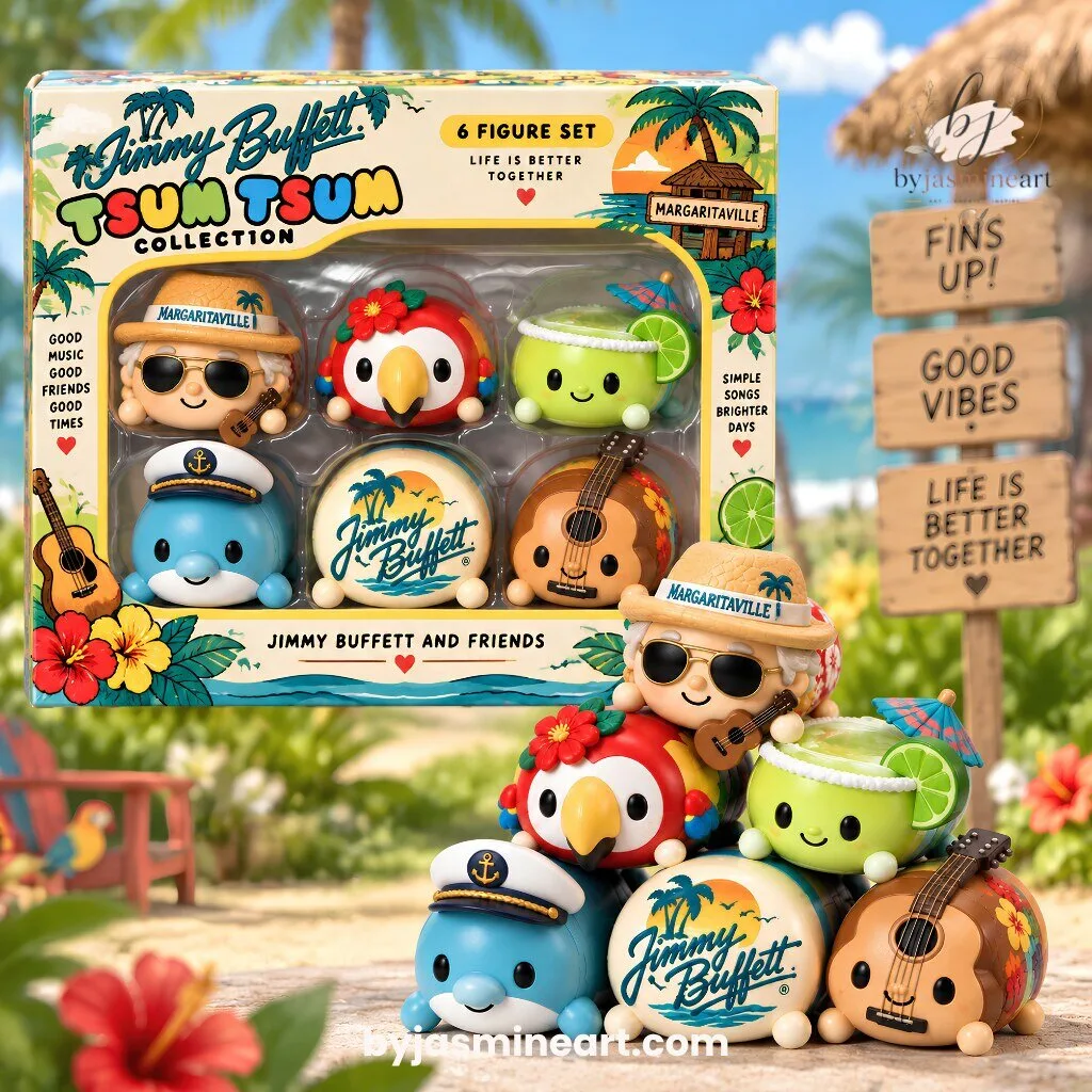 Jimmy Buffett Tsum Tsum Margaritaville 6-Figure Collection Set