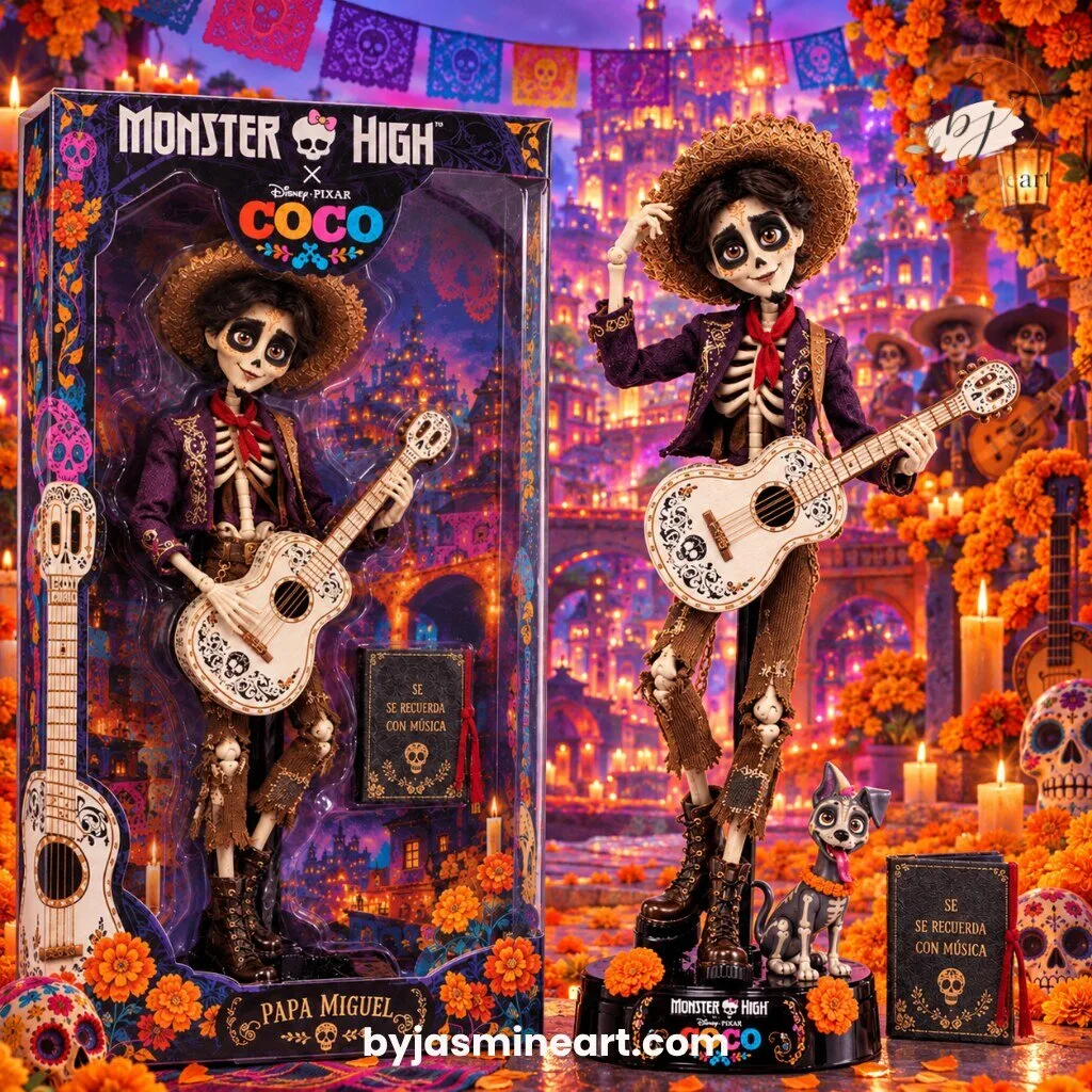 Monster High Disney Pixar Coco Papa Miguel Skeleton Musician Fashion Doll Collector Figure
