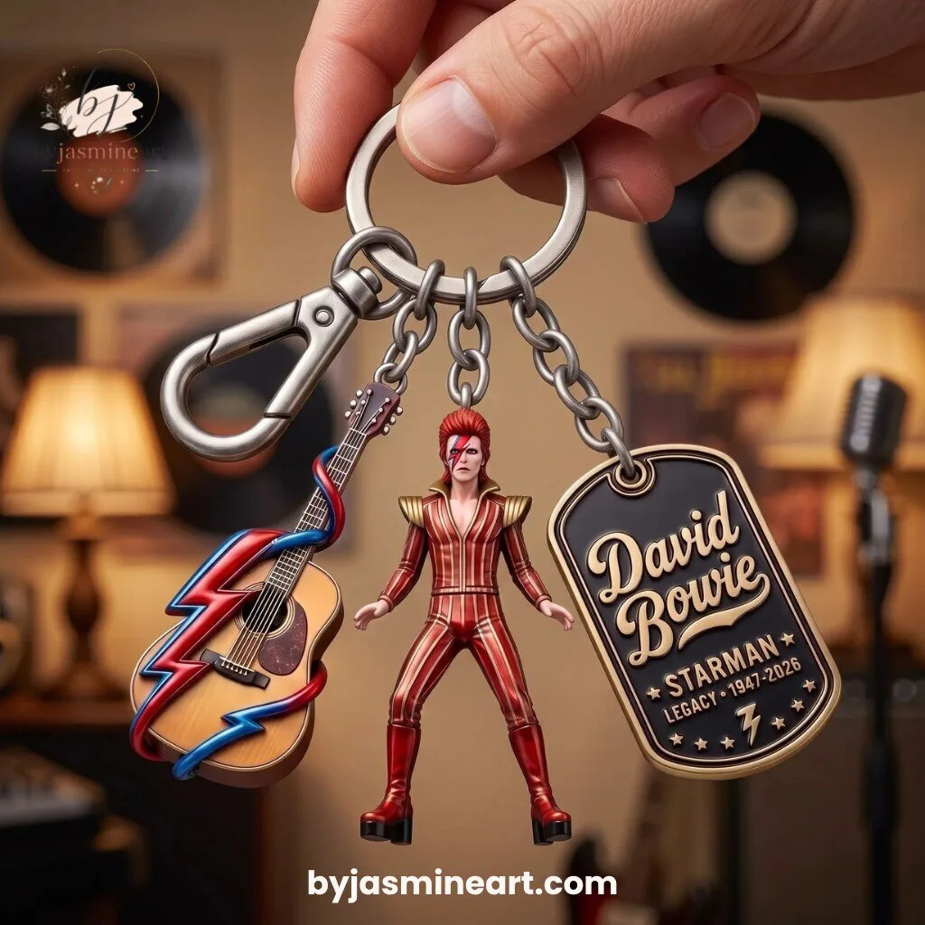 David Bowie Starman Legacy Commemorative Keychain Charm Set 1947-2026
