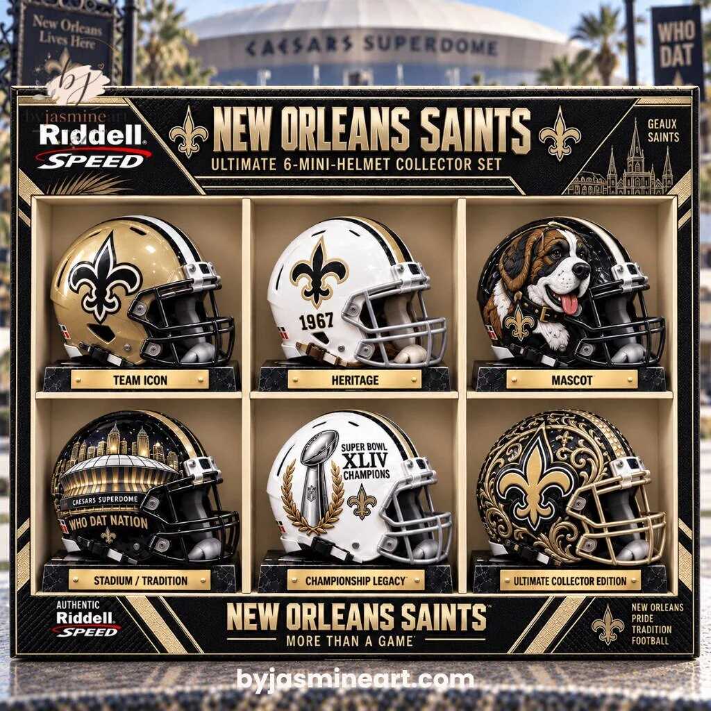 Riddell Speed New Orleans Saints Ultimate 6 Mini-Helmet Collector Set