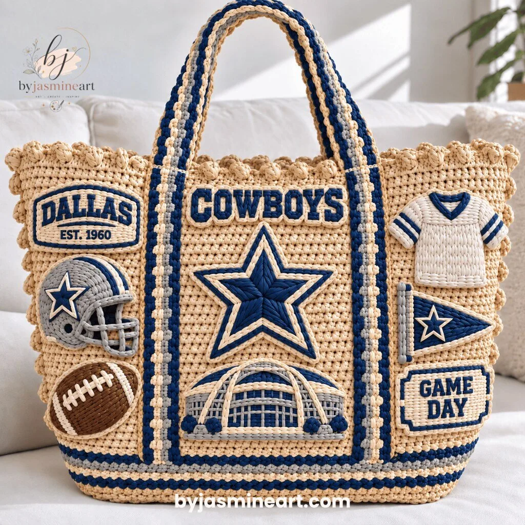 Dallas Cowboys NFL Beaded Tote Bag with Embroidered Patches