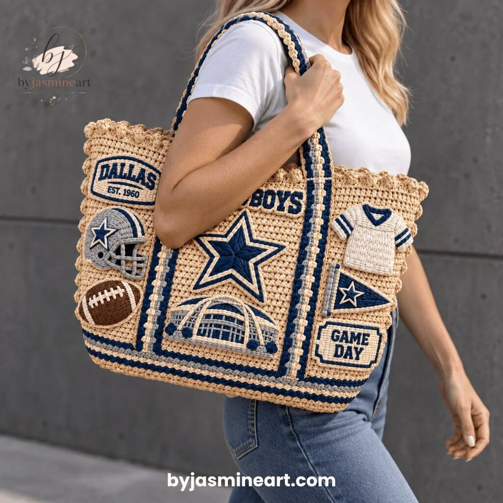 Dallas Cowboys NFL Beaded Tote Bag with Embroidered Patches