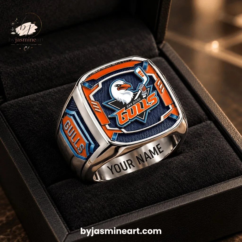 San Diego Gulls Custom Championship Ring With Personalized Name Engraving