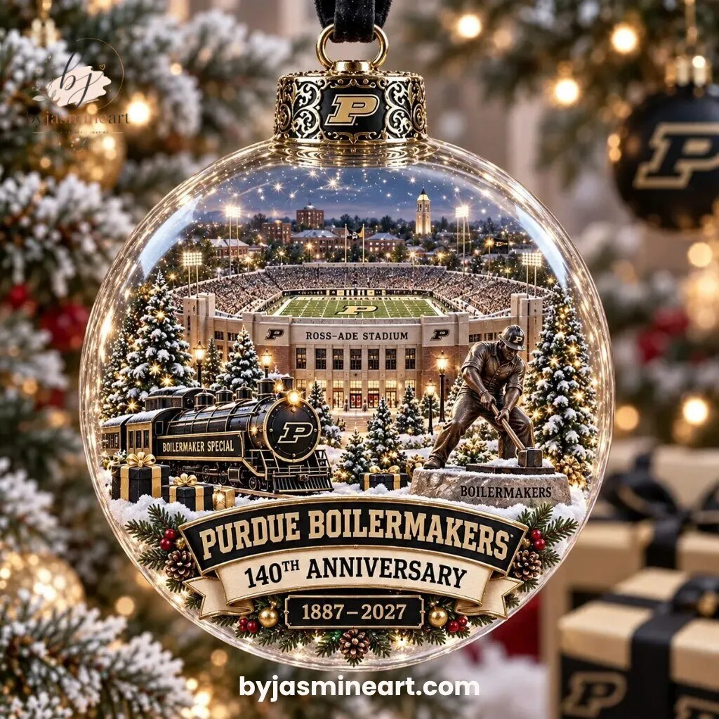 Purdue Boilermakers 140th Anniversary Snow Globe Ornament 1887-2027