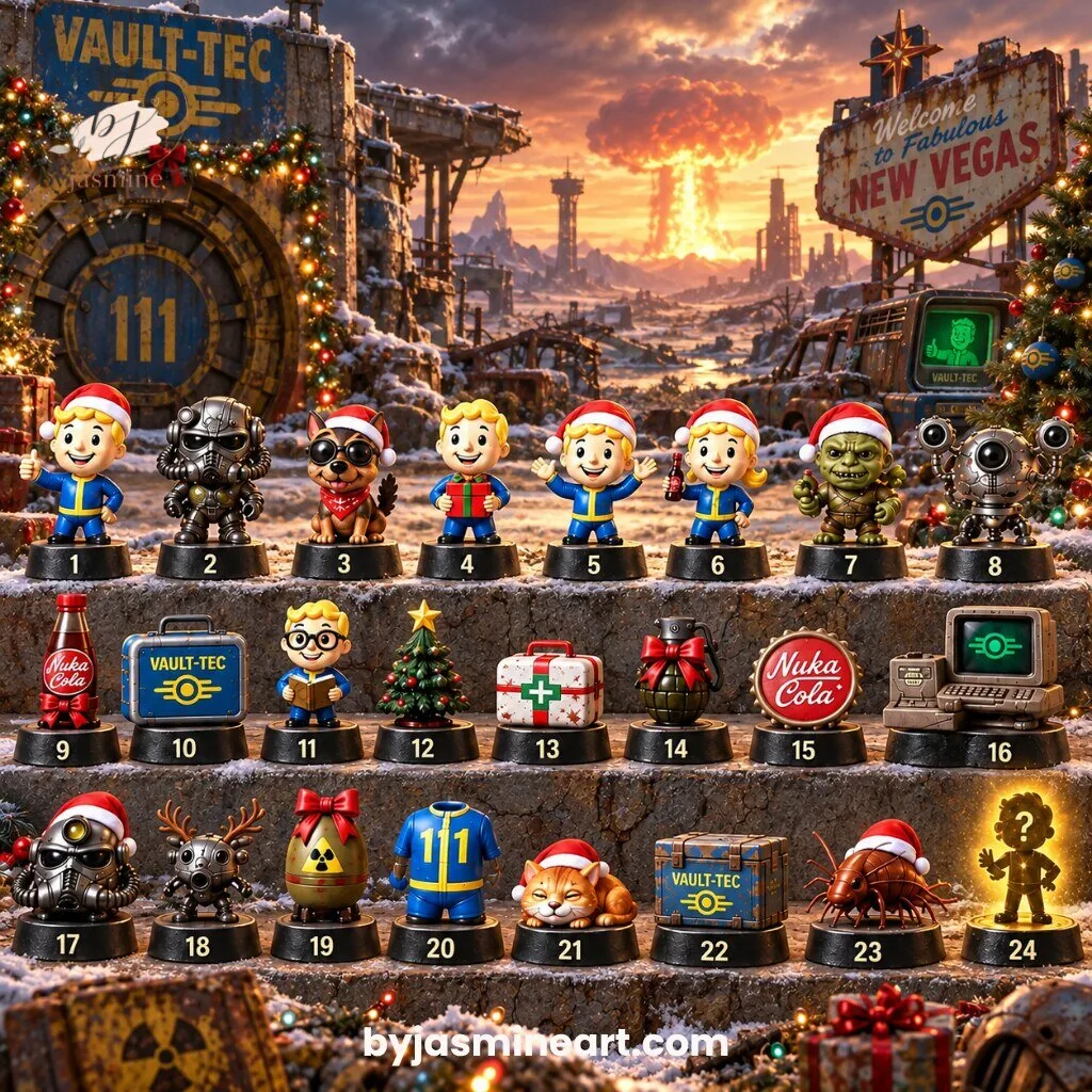 Fallout Advent Calendar 2026 24 Collectible Vault Boy Figures New Vegas Edition