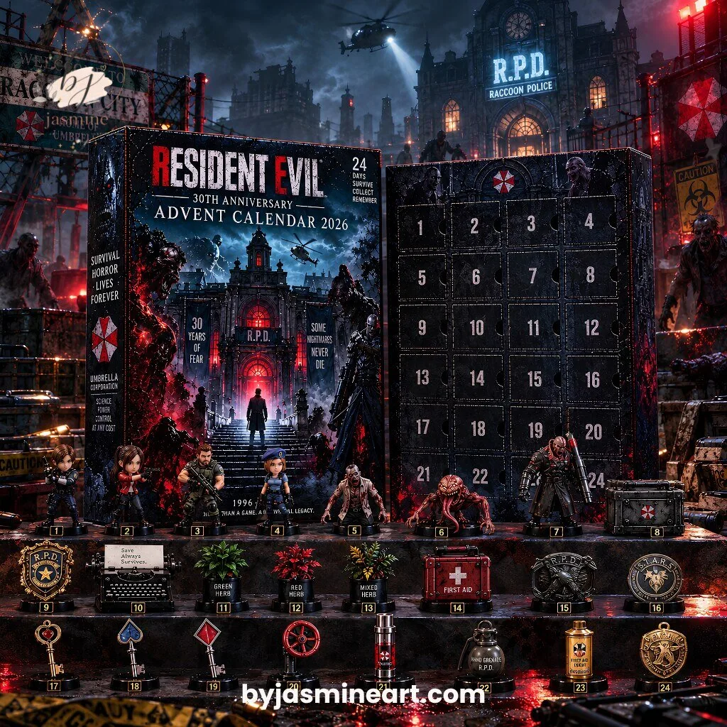 Resident Evil 30th Anniversary Advent Calendar 2026 24 Collectible Figures and Items Raccoon City