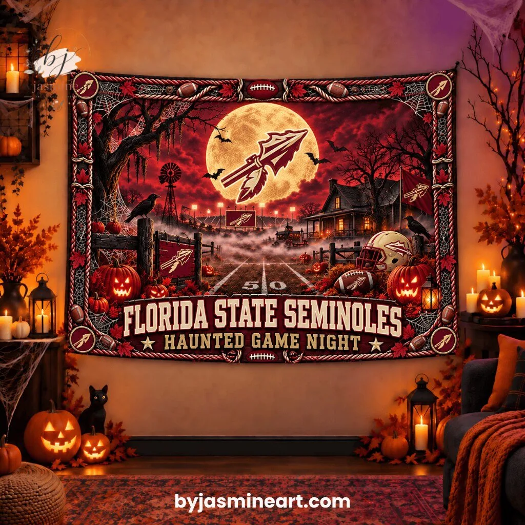 Florida State Seminoles Haunted Game Night Wall Tapestry