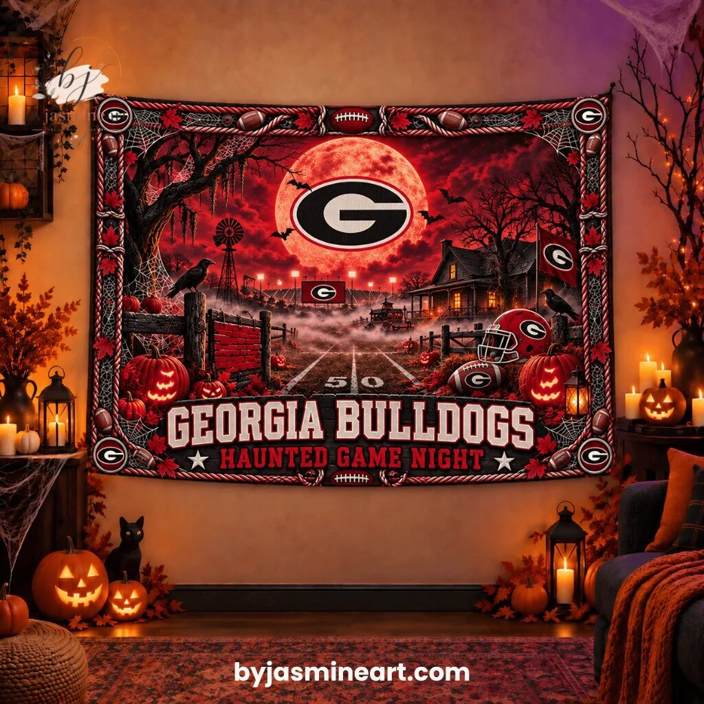 Georgia Bulldogs Haunted Game Night Wall Tapestry