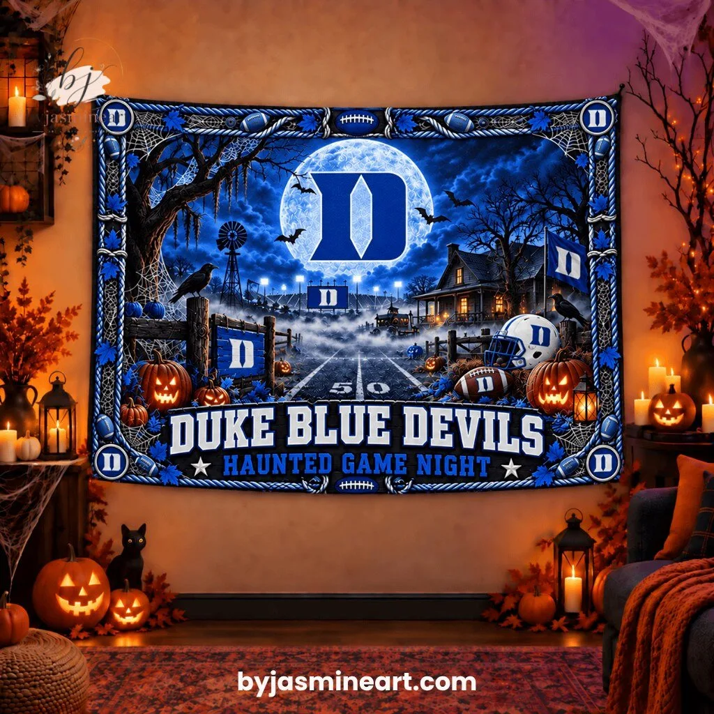 Duke Blue Devils Haunted Game Night Tapestry