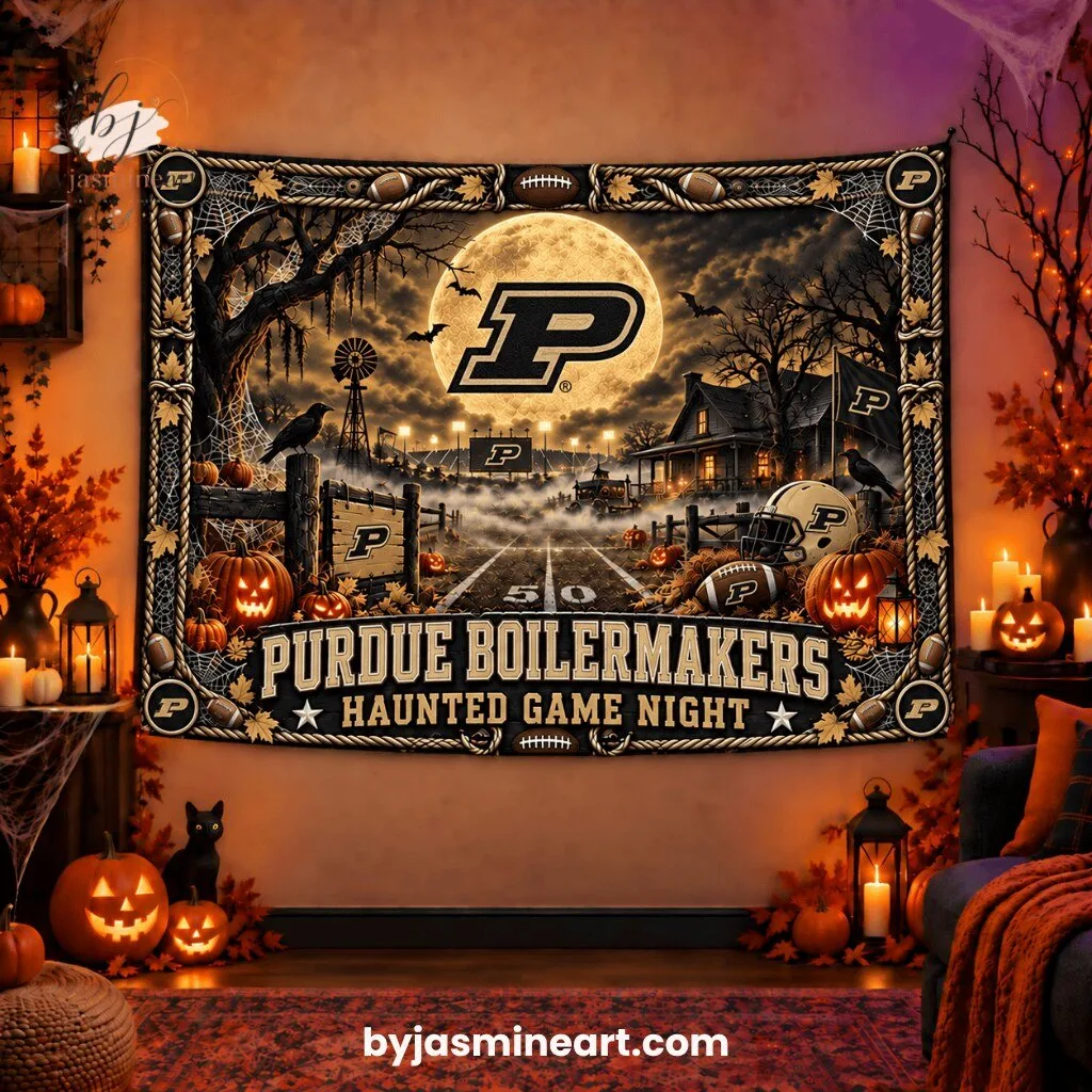 Purdue Boilermakers Haunted Game Night Tapestry