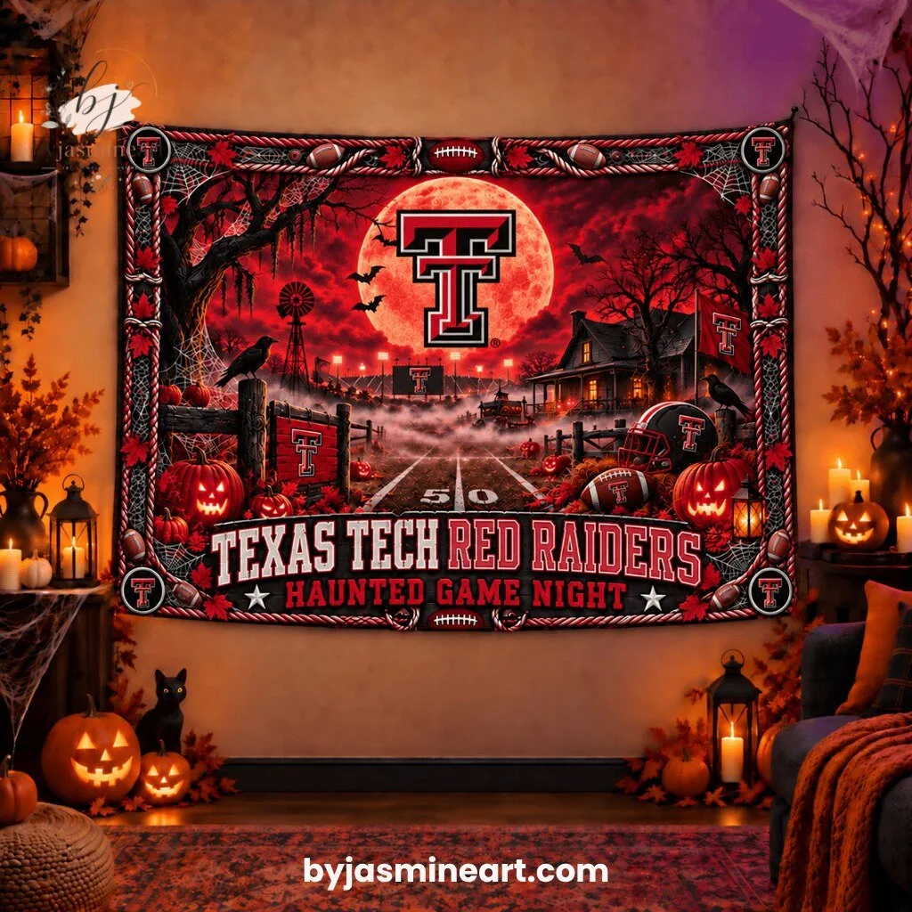 Texas Tech Red Raiders Haunted Game Night Tapestry