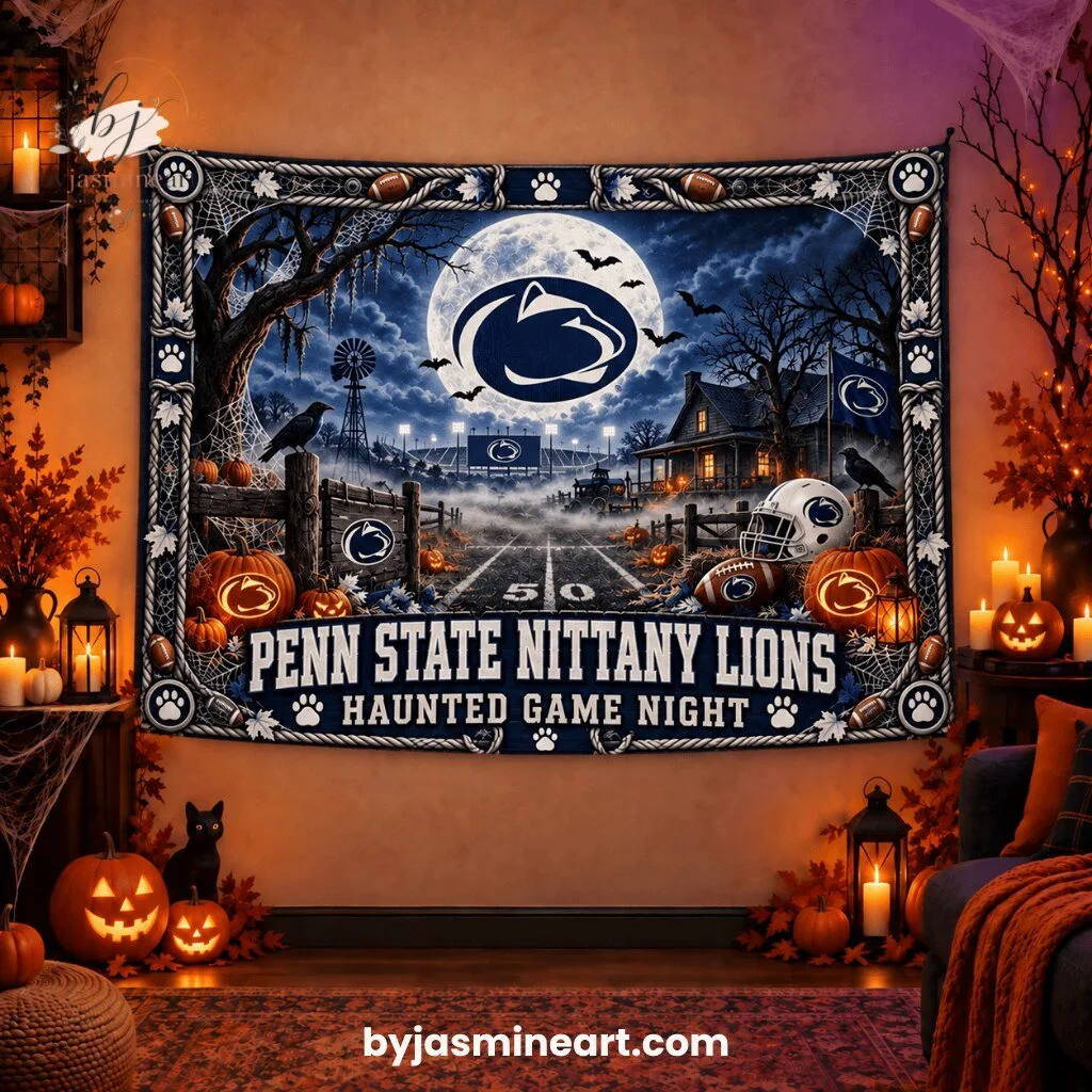 Penn State Nittany Lions Haunted Game Night Tapestry