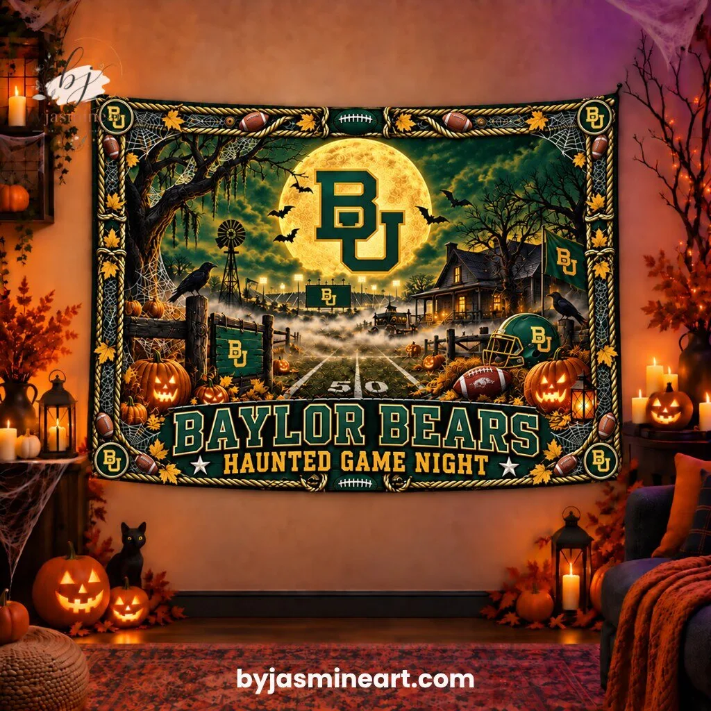 Baylor Bears Haunted Game Night Tapestry Print