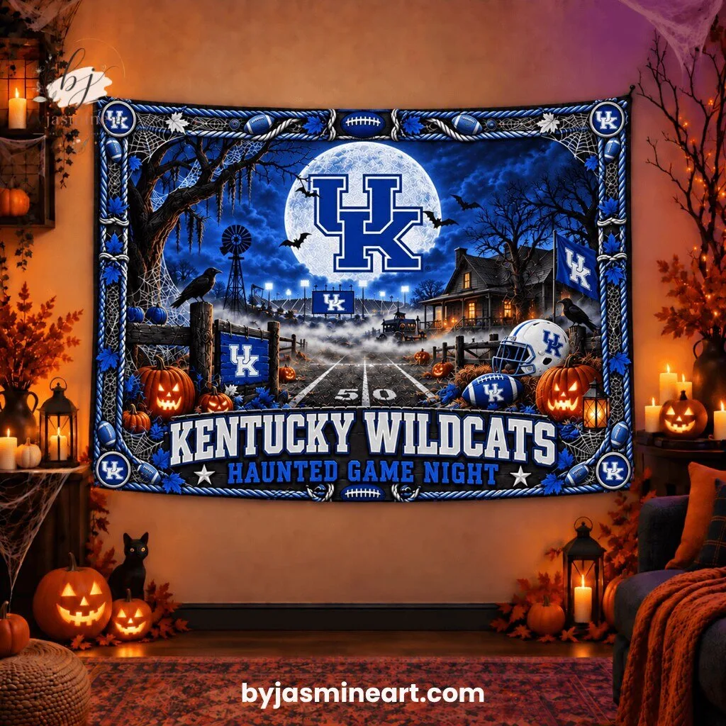 Kentucky Wildcats Haunted Game Night Tapestry Print