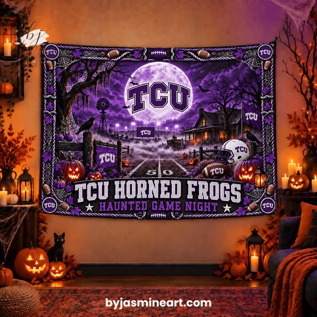 TCU Horned Frogs Haunted Game Night Tapestry Print