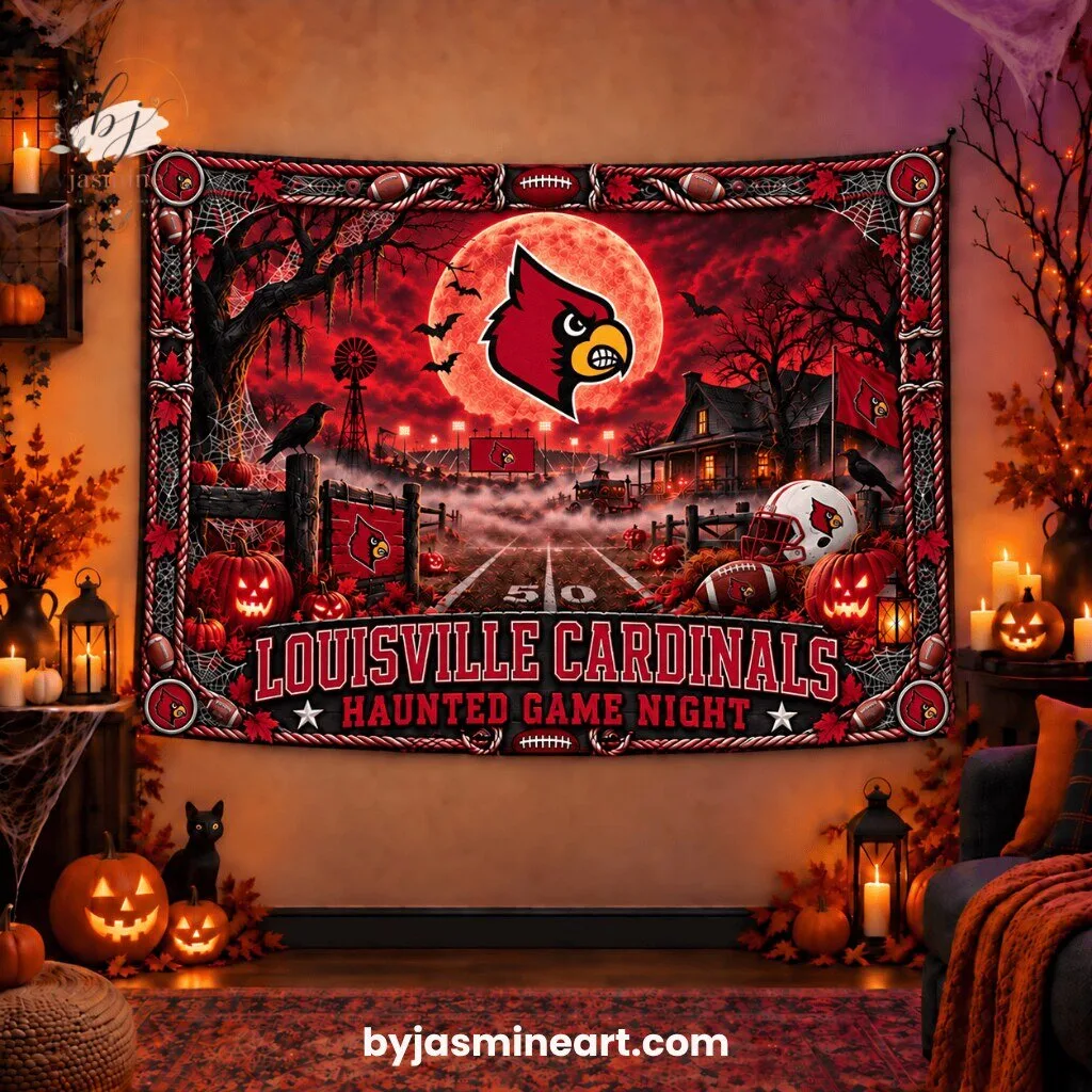 Louisville Cardinals Haunted Game Night Tapestry Print