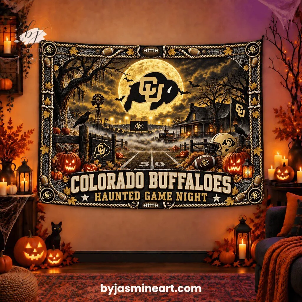 By Jasmine Art Colorado Buffaloes Haunted Game Night Football Print