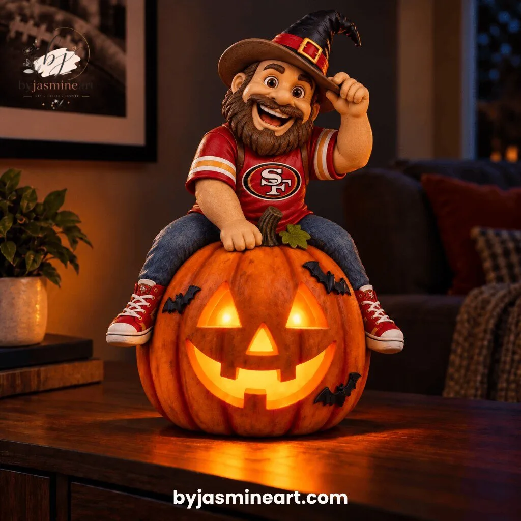 49ers Gnome Halloween Jack-O-Lantern LED Decorative Figure
