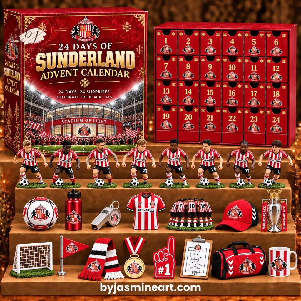 By Jasmine Art 24 Days Soccer Fan Advent Calendar Red and White